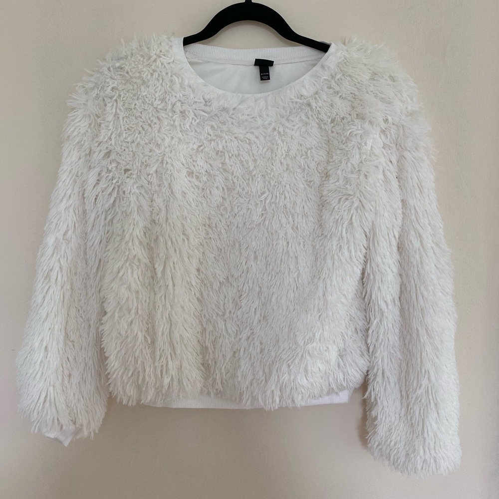 White fuzzy sweater